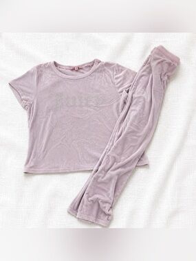 Juicy Couture Pale Lilac Velour Crystal Logo Pajama Set